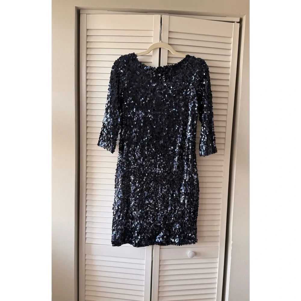 BB Dakota Sparkling Navy Sequin Mini Dress - Picture 6 of 11